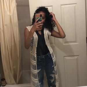 Cream colored crocheted cardigan/cover up